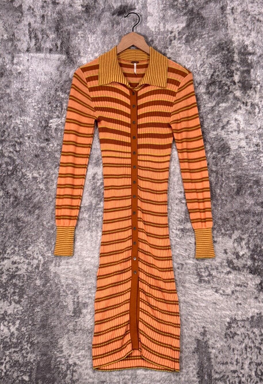 Free People Dress XS Womens Vista Cardigan Striped Knit Button Up Sweater